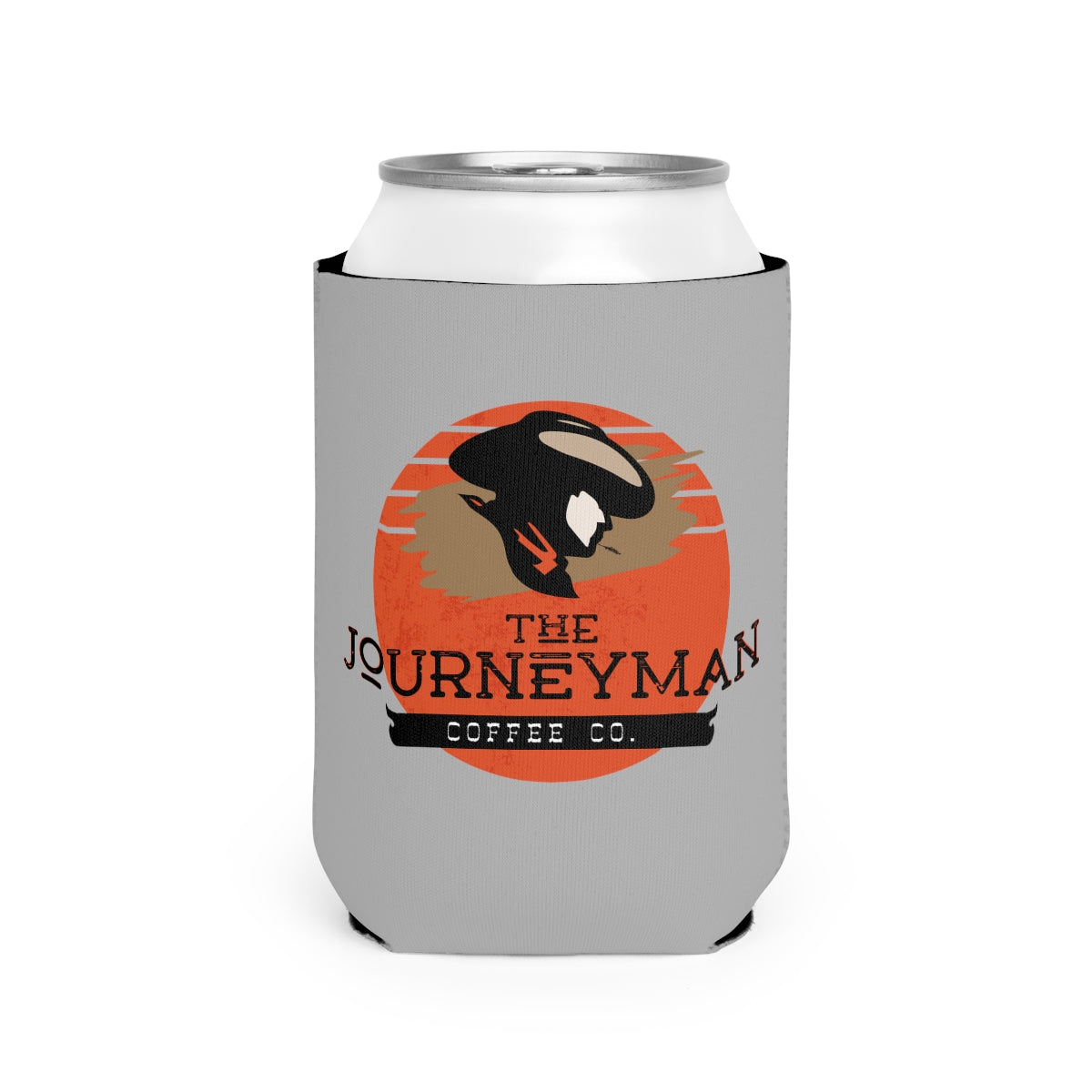 The Journeyman Logo Can Cooler