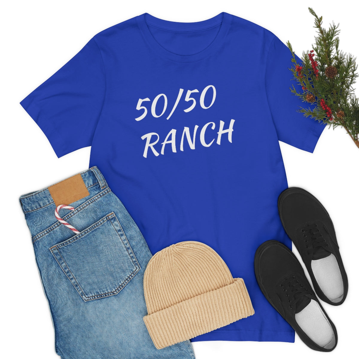 50/50 Ranch White Writing T-Shirt