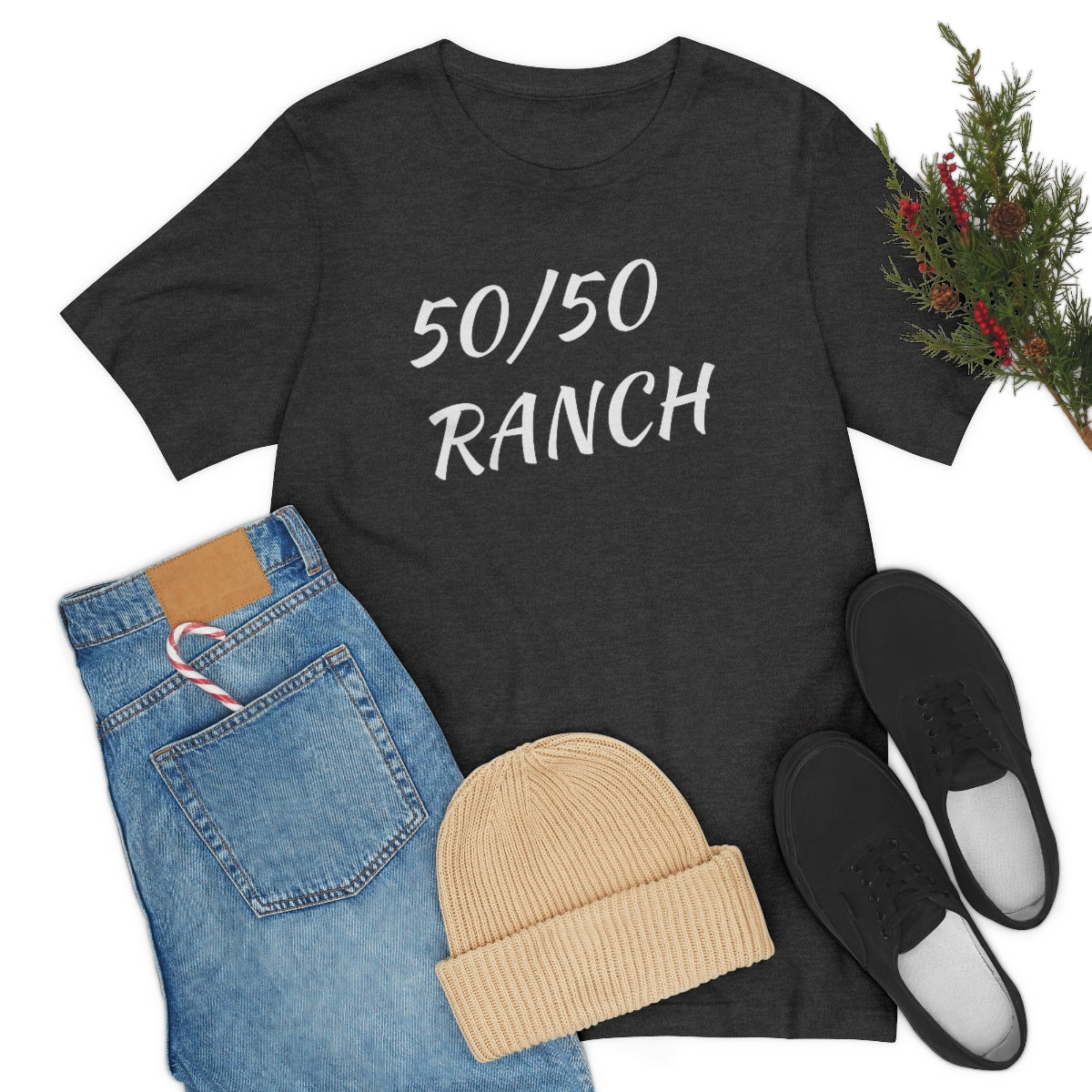 50/50 Ranch White Writing T-Shirt